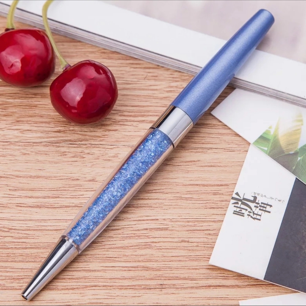 Periwinkle Blue Crystal Ballpoint Pen with Black Ink